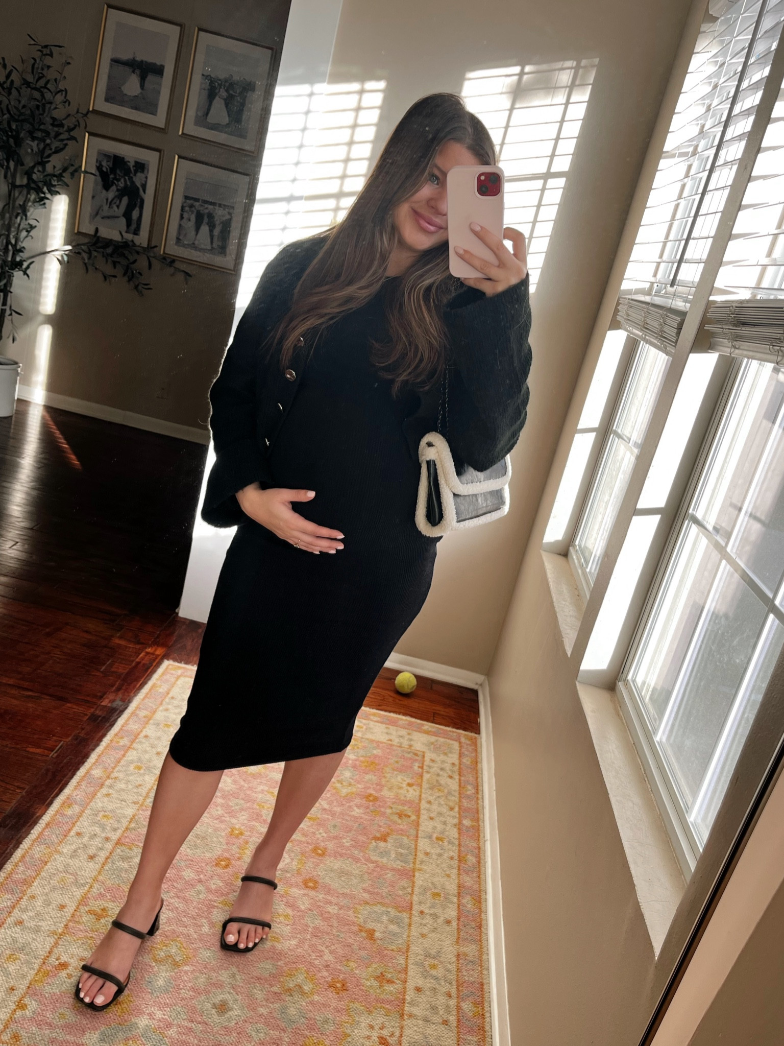 Office ootd 

Black ribbed dress. Midi dress. Shein. H&M. Flare sleeve. Cardigan. Black heels. Sherpa bag. Winter handbag. Under50. Bump friendly. Pregnancy. Third trimester. Maternity. Cropped cardigan. Gold buttons. Bodycon. High neck. 

#LTKbump #LTKstyletip #LTKfindsunder50