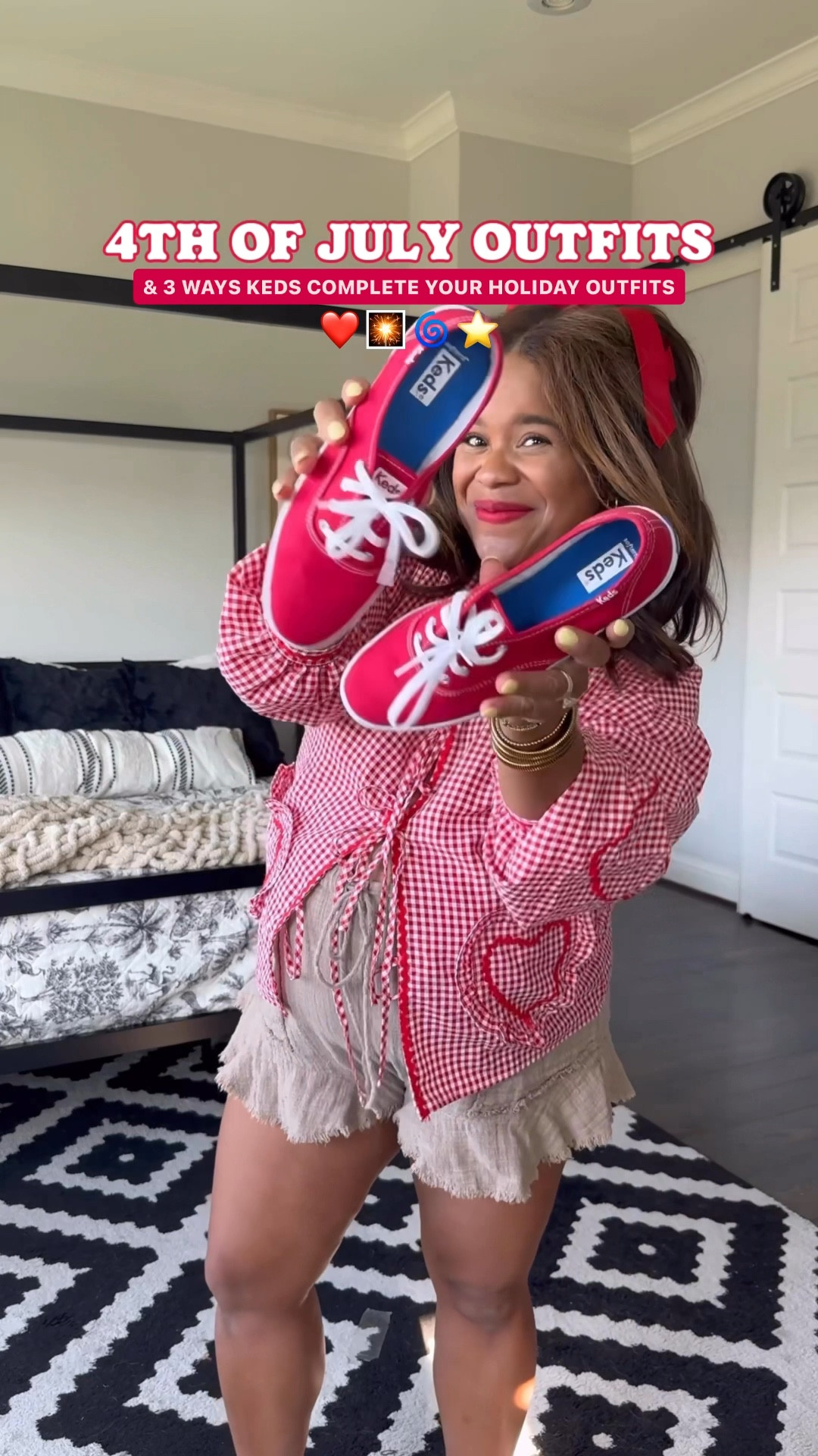 4TH OF JULY OUTFITS: first time ever we’re getting a KED’S CODE:  KEDSJORDYN25 works through 6/30!!

how id pair my red Keds with different 4th of July Outfits. Sizing below:

Gingham Top: Medium
Red Button Up: Large
White Slip: Large
Flag Sweater: Large
Star Sweater Dress: Small

#LTKBump #LTKSeasonal #LTKFindsUnder100