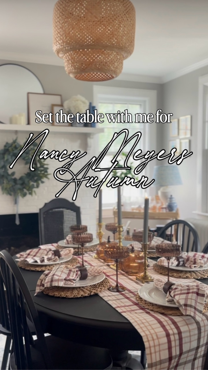 I’ve decided I’m officially ready for fall, and it was time for the table to show it 🍂🍁 forever inspired by Nancy Meyers, but I swapped the typical coastal blues and greens for burgundy and brown to capture the essence of Autumn. Everything is from the Fall Hearth and Hand collection at @target and I could not be more obsessed! 🍁

The battery operated candles will be in rotation for all of my holiday tablescapes, the glass pumpkins were only $5, and the brown long-stem coupe glasses are my new favorite thing in my hosting closet! 

Watch all the way through to see how I layer all of the elements and pull it all together, and shop the whole table on my LTK at the link in my bio! 

Happy Autumn 🧡 love you, mean it 🫶🏼

#hosting #tablescape #nancymeyers #falldecor #fallhosting #autumnstyle