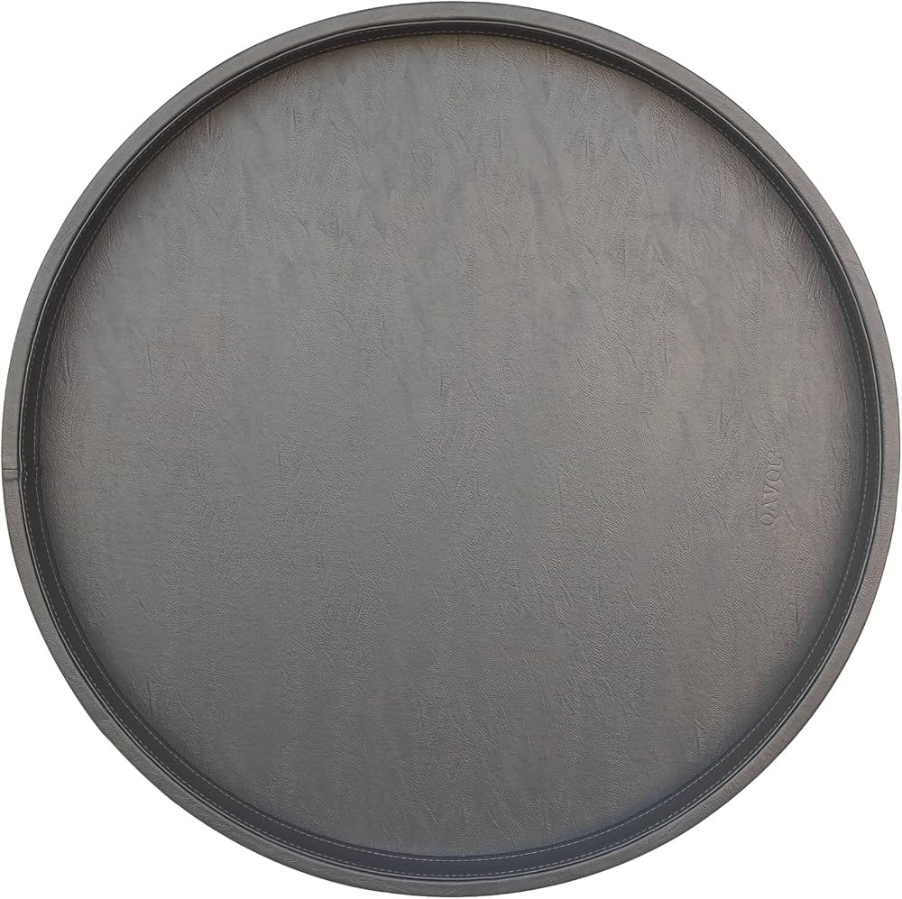 QAVOL 30 * 30 inches high-end Light Luxury Leather Round Oversized Service Tray, Ottoman Tray，C... | Amazon (US)