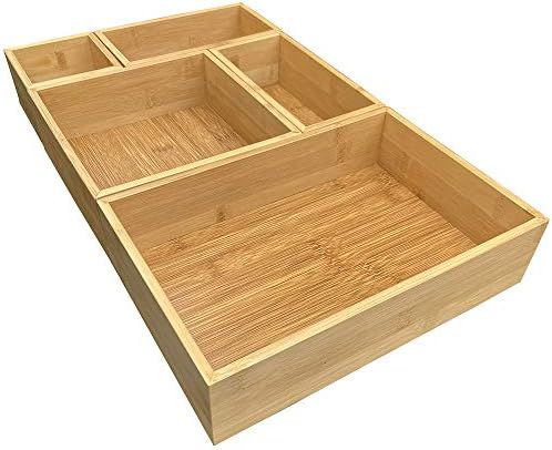 Bamboo Junk Drawer Organizer and Storage Box Dividers Set, Compartment Organization Tray Holder f... | Amazon (US)