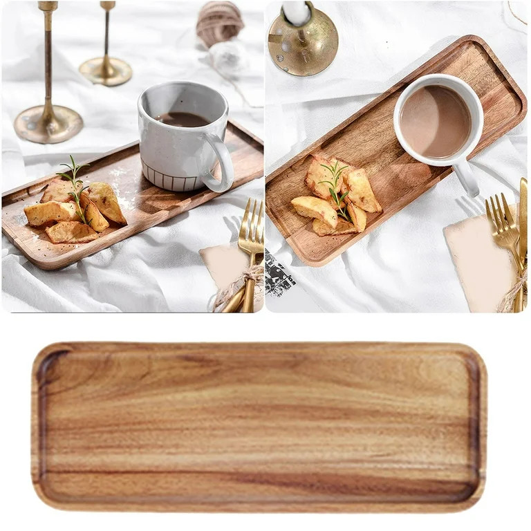 Medium Acacia Wood Serving Trays Long Charcuterie Boards Wood Snack Platter Rectangular Cookie Ap... | Walmart (US)