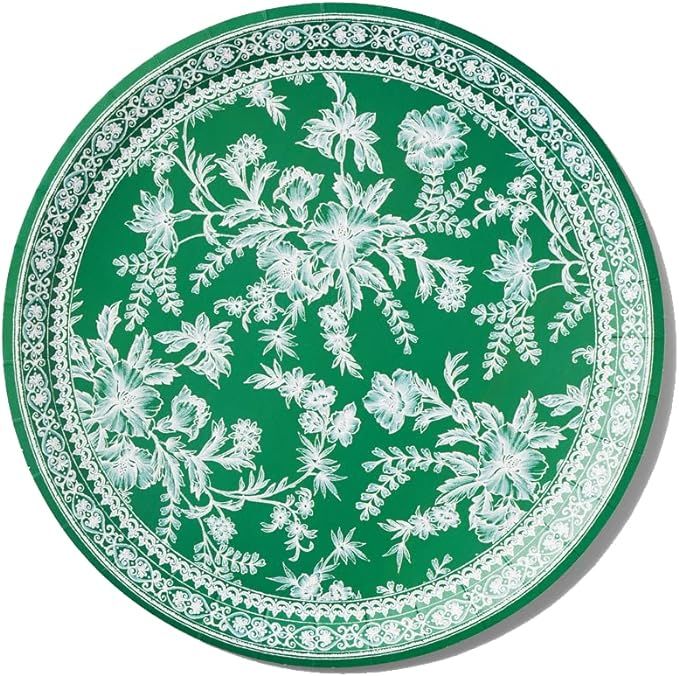 Coterie Emerald Green Floral Paper Plates (Set of 10 Large Plates) - Party Plates For Bridal and ... | Amazon (US)