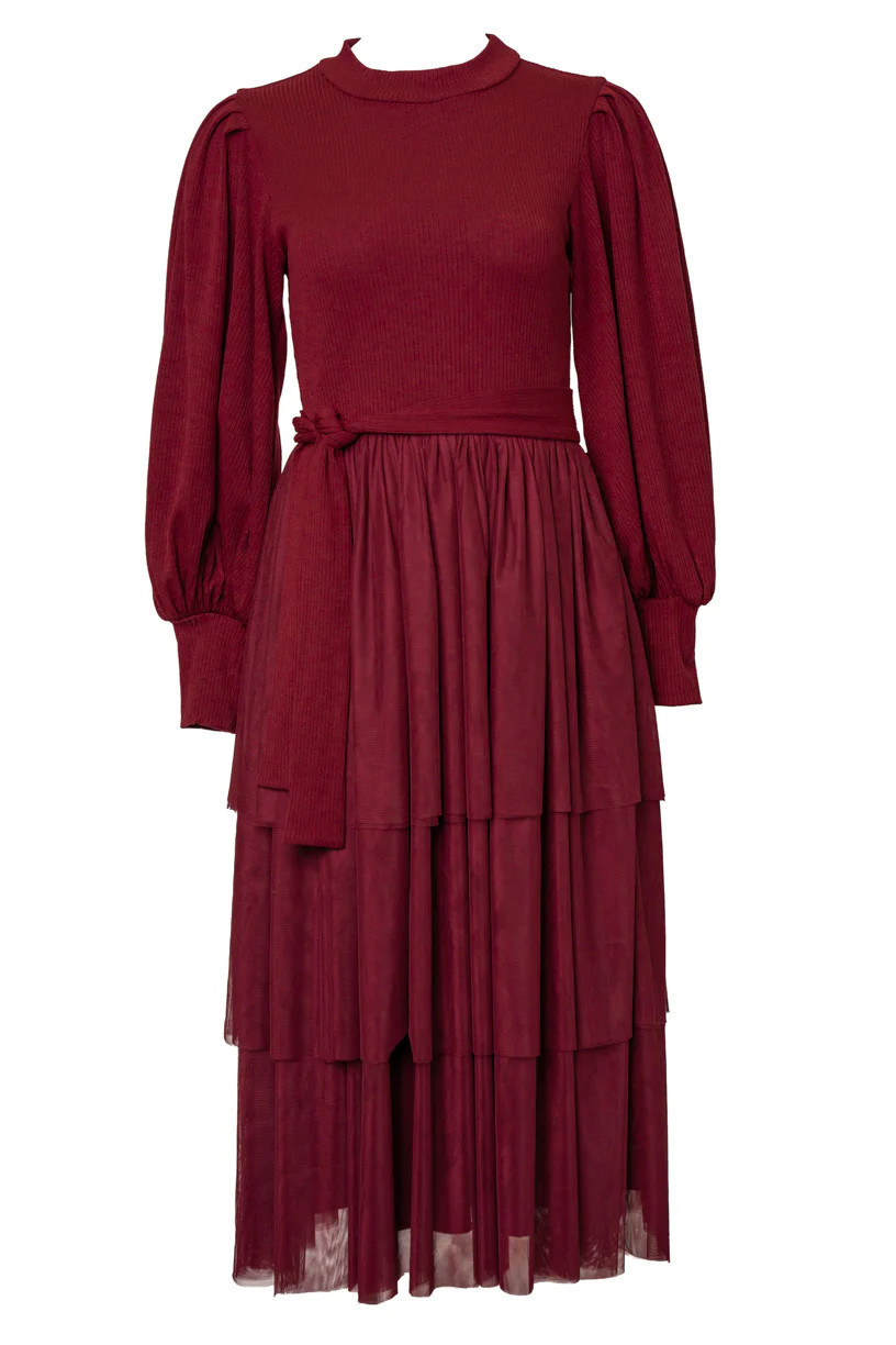 Cosette Midi Dress in Wine | Ivy City Co