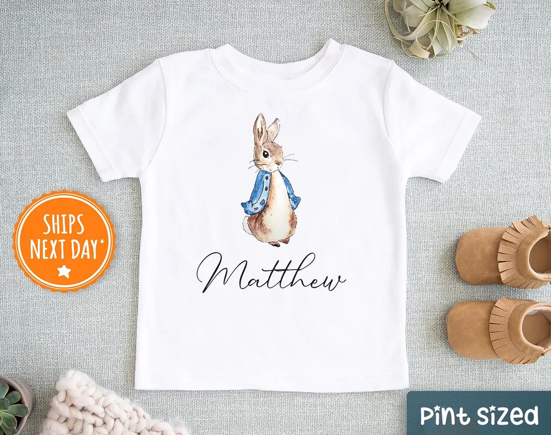 Personalized Name Bunny Kids Shirt - Custom Peter Rabbit Boy Toddler Tee- Cute Easter Bunny Baseb... | Etsy (US)