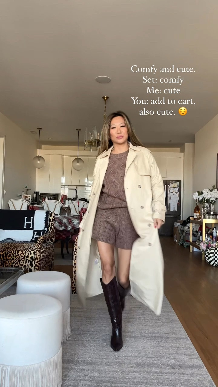 Amazon sweater loungewear set, brown fashion set, knee high boots, trench coat, affordable outfit, travel outfit, size small, Amazon finds, casual ootd 

#LTKFindsUnder100 #LTKVideo #LTKStyleTip