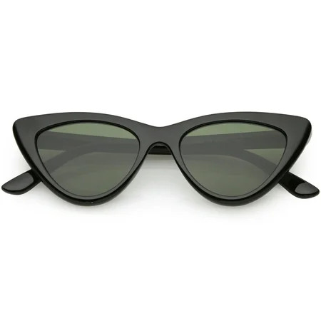 Retro Cat Eye Sunglasses Thick Frame Neutral Colored Flat Lens 48mm (Black / Green) | Walmart (US)