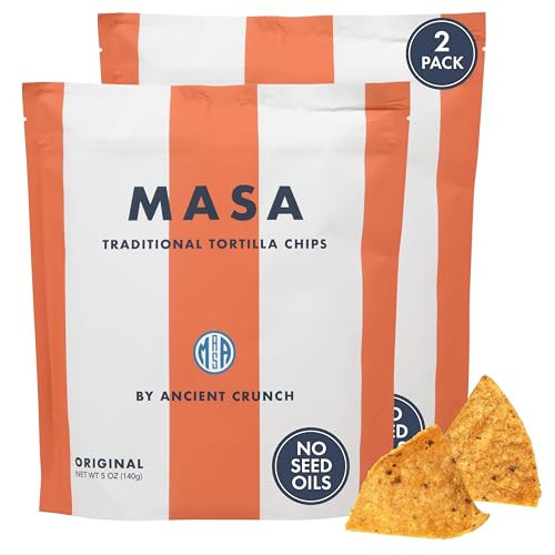 MASA CHIPS - Tortilla Chips Snack Pack - Seed Oil Free, Naturally Grown Corn Chips - Low Carb Snacks - Made with Grass Fed Tallow & Sea Salt - 2 Pack, 5 Ounce Each | Amazon (US)