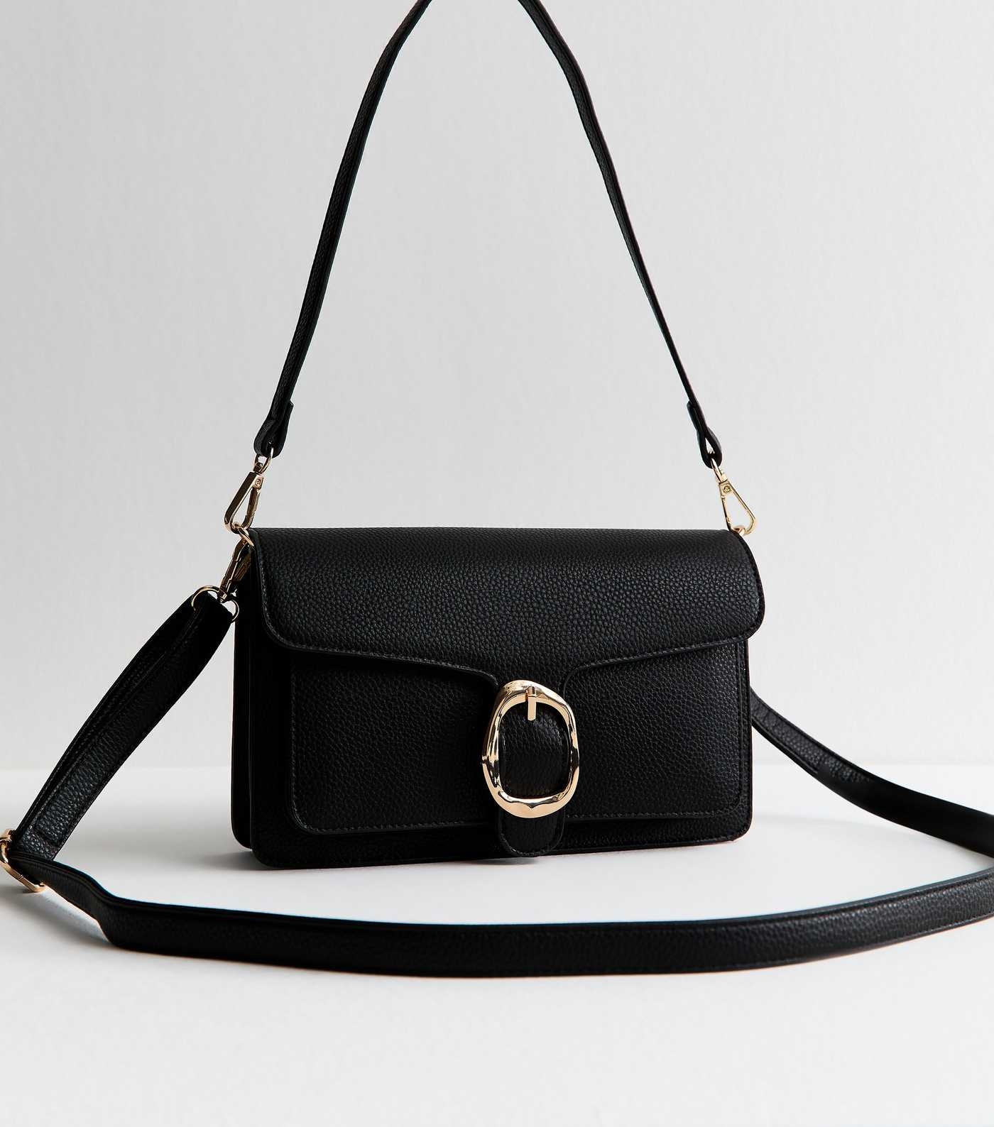 Black Buckle Flap Shoulder Bag | New Look | New Look (UK)