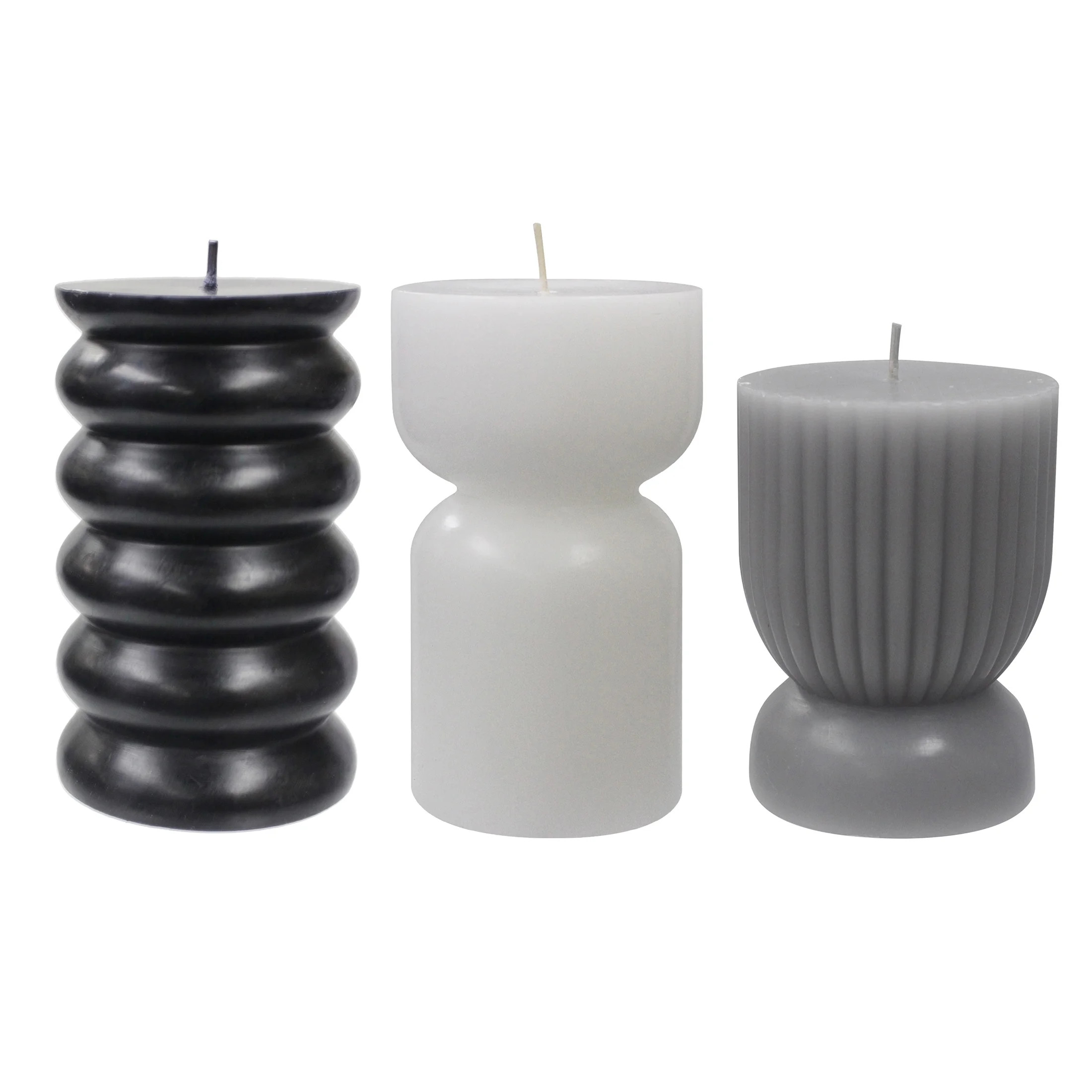 Better Homes & Gardens Unscented Pillar Candles, 3-Pack, 3 inches Dia, Black, Gray, White | Walmart (US)