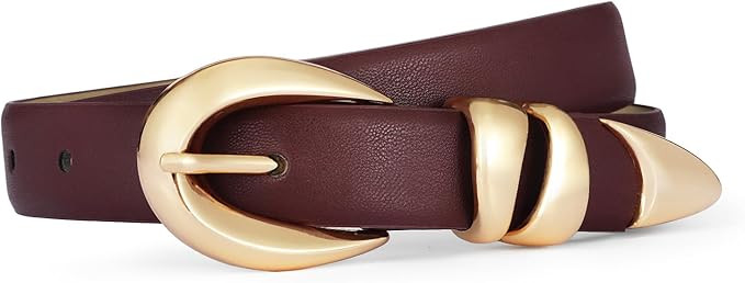Belts for Women with Gold Buckle for Jeans, Dress Leather Belts | Amazon (US)