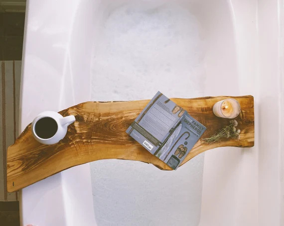 Olive wood live edge bath caddy | Etsy (US)