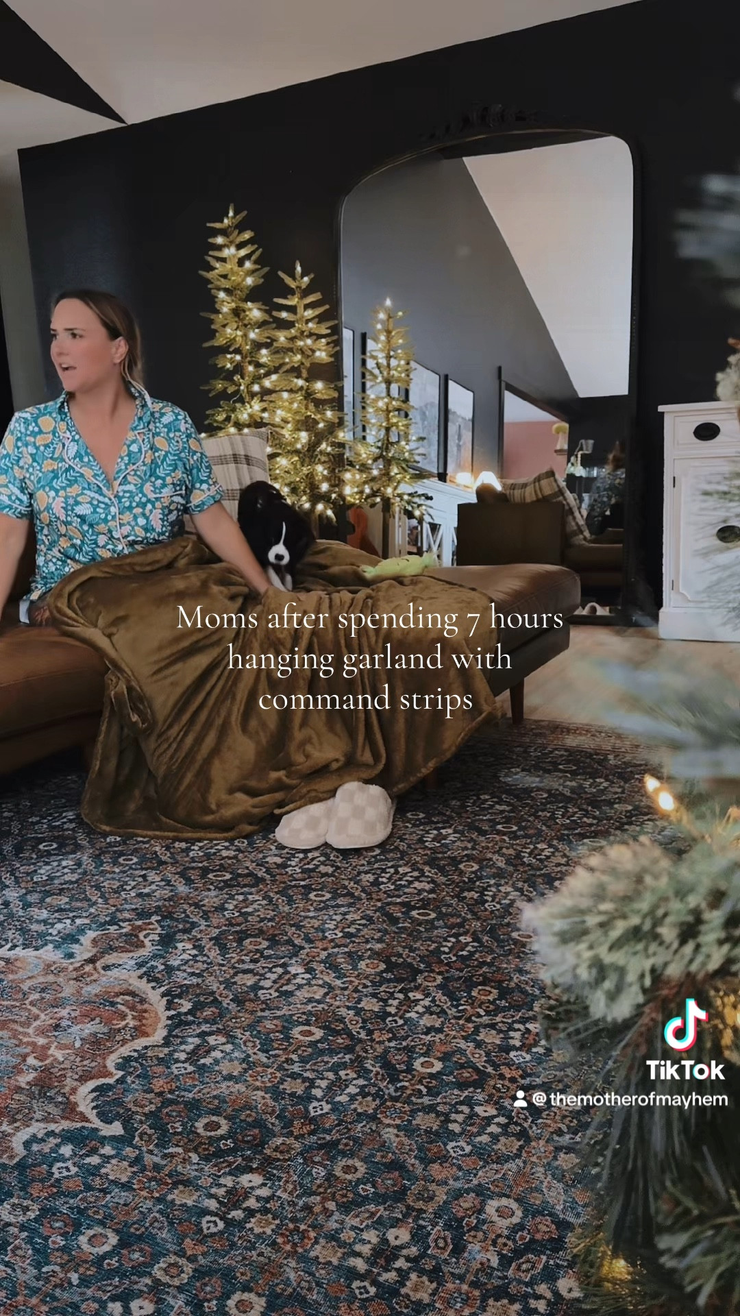 Our rug is 9x12 cobalt blue/spice color, and the trees are 6ft and 5ft!

#LTKHoliday #LTKSeasonal #LTKHome