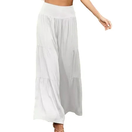 Paille Ladies Hippie Baggy Loose Fit Trouser Daily Wear Summer Beach Pants Ruched Holiday Pants Pala | Walmart (US)
