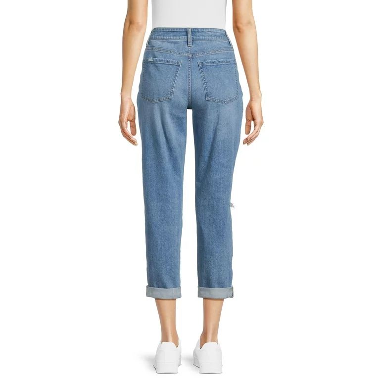 Time and Tru Women's Distressed Cuffed Crop Jeans, 26" Inseam for Regular, Sizes 2-18 - Walmart.c... | Walmart (US)