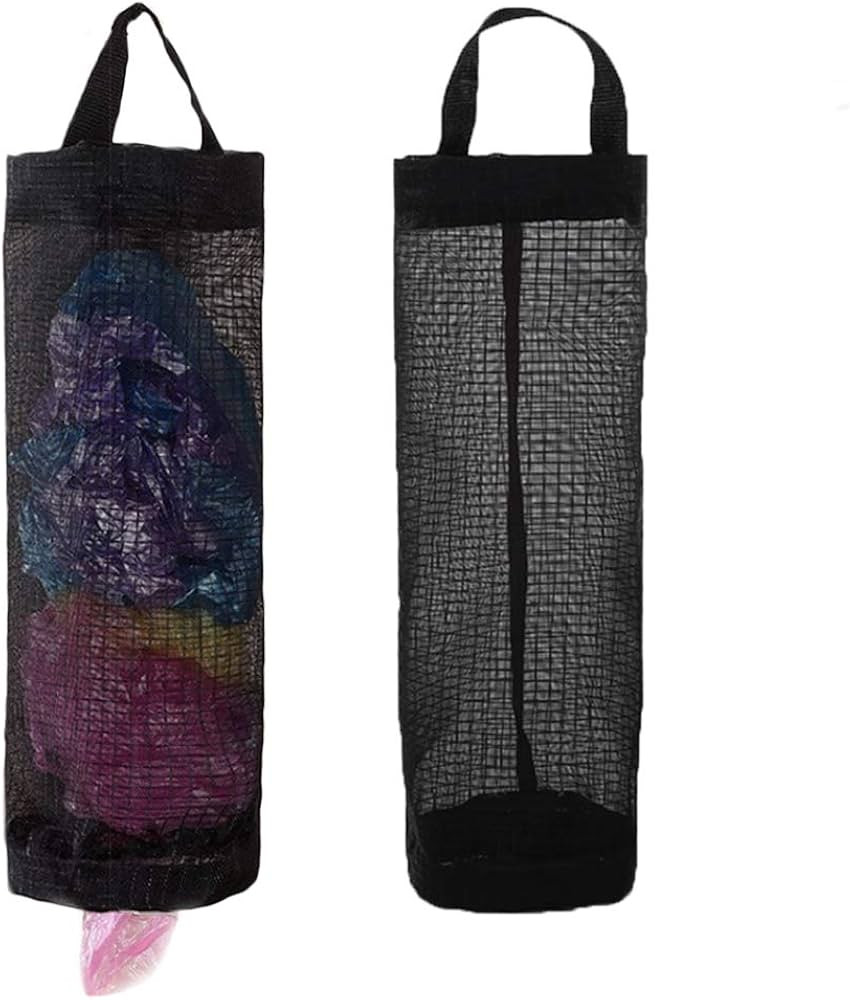 TOGETRUE Plastic Bag Holder, Grocery Bag Holder Mesh Hanging Storage Bag Dispenser (Black 2 Packs... | Amazon (US)