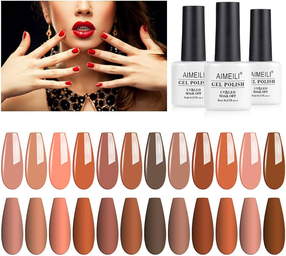 AIMEILI Soak Off U V LED Nude Brown Gel Nail Polish Color, Nudes Neutral Color Gel Kit for Hallow... | Amazon (US)