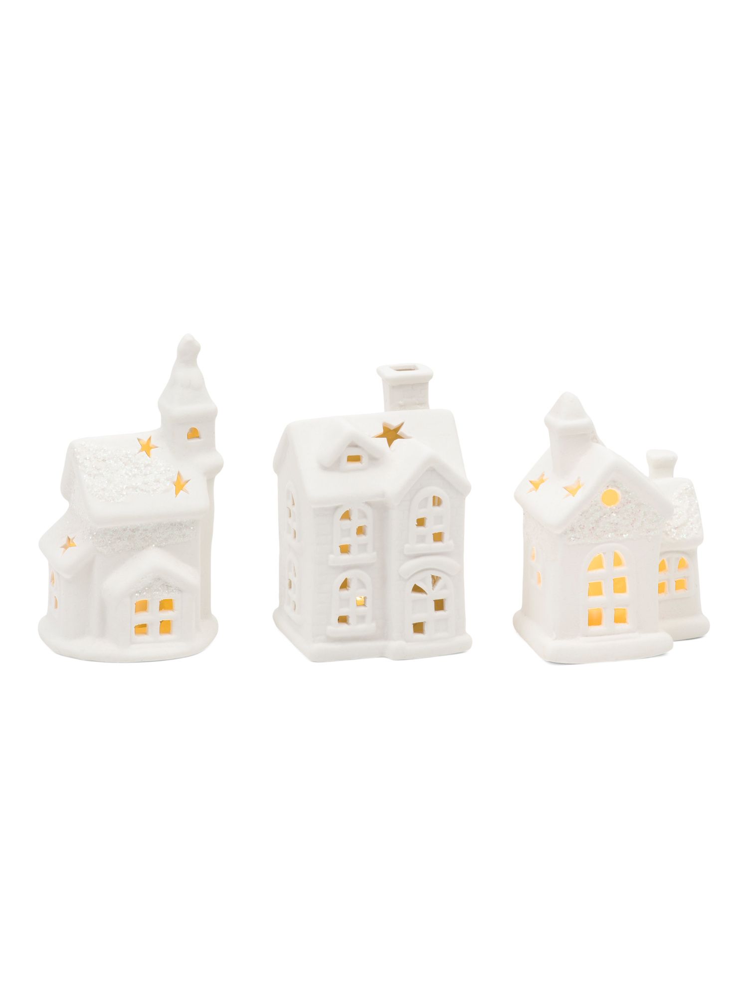 Set Of 3 Porcelain Led Houses | TJ Maxx