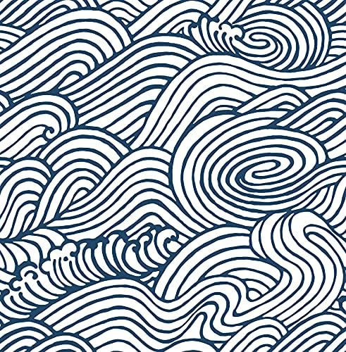 NuWallpaper NUS3562 Navy Saybrook Peel & Stick Wallpaper, Blue | Amazon (US)