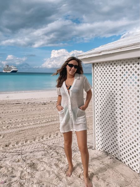 Beach Romper Outfit 🤍 Escaping the cold weather! My romper is from Lulus, but is currently sold out so I linked similar! 

#LTKswim #LTKfit #LTKFind