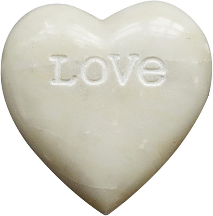 Creative Co-Op Soapstone Heart Decoration Engraved Love,White | Amazon (US)