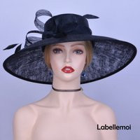 Extra Large Black Sinamay Hat With Feathers, Formal Event Fascinator | Etsy (US)