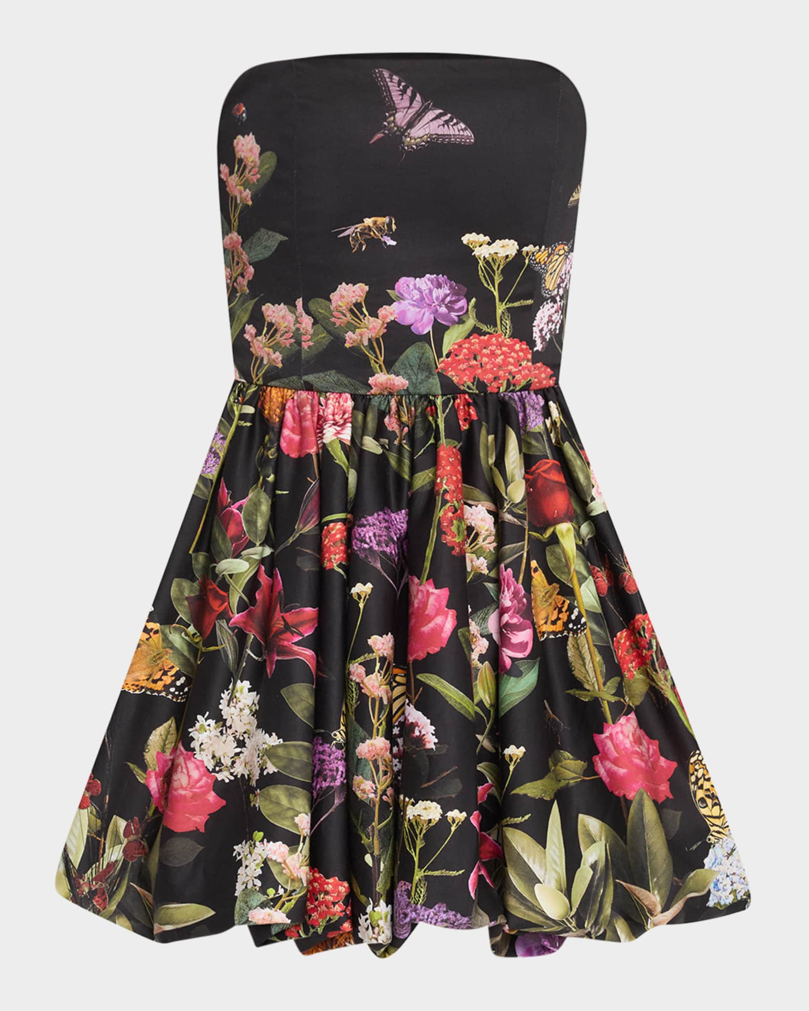 Asha Strapless Structured Bubble-Hem Mini Dress | Neiman Marcus