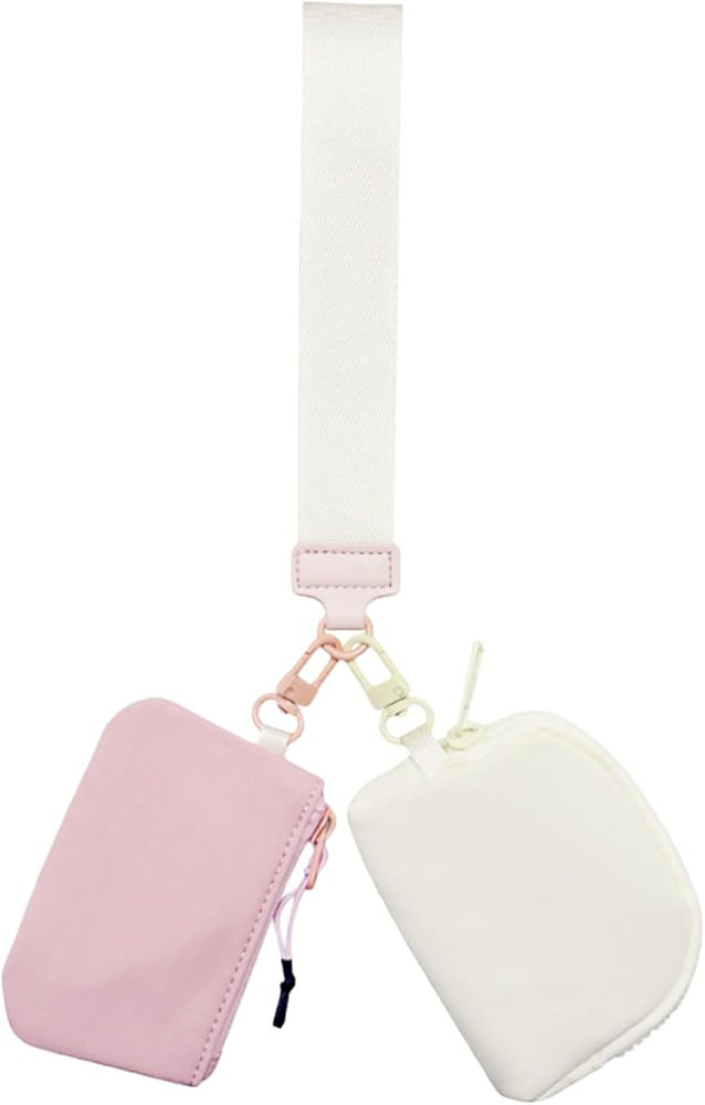 FJYHWXGF Wristlet Keychain Wallet for Women Mini Zip Dual Pouch Wristlet Detachable Dual Pouch Wr... | Amazon (US)