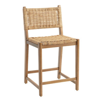 Wood & Rattan Counter Stool