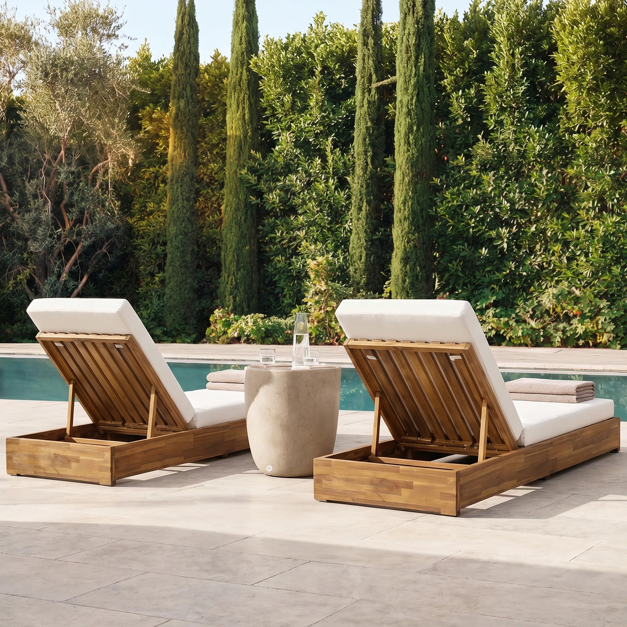 Donnie Reclining Acacia Wood Outdoor Chaise Lounge | Wayfair North America