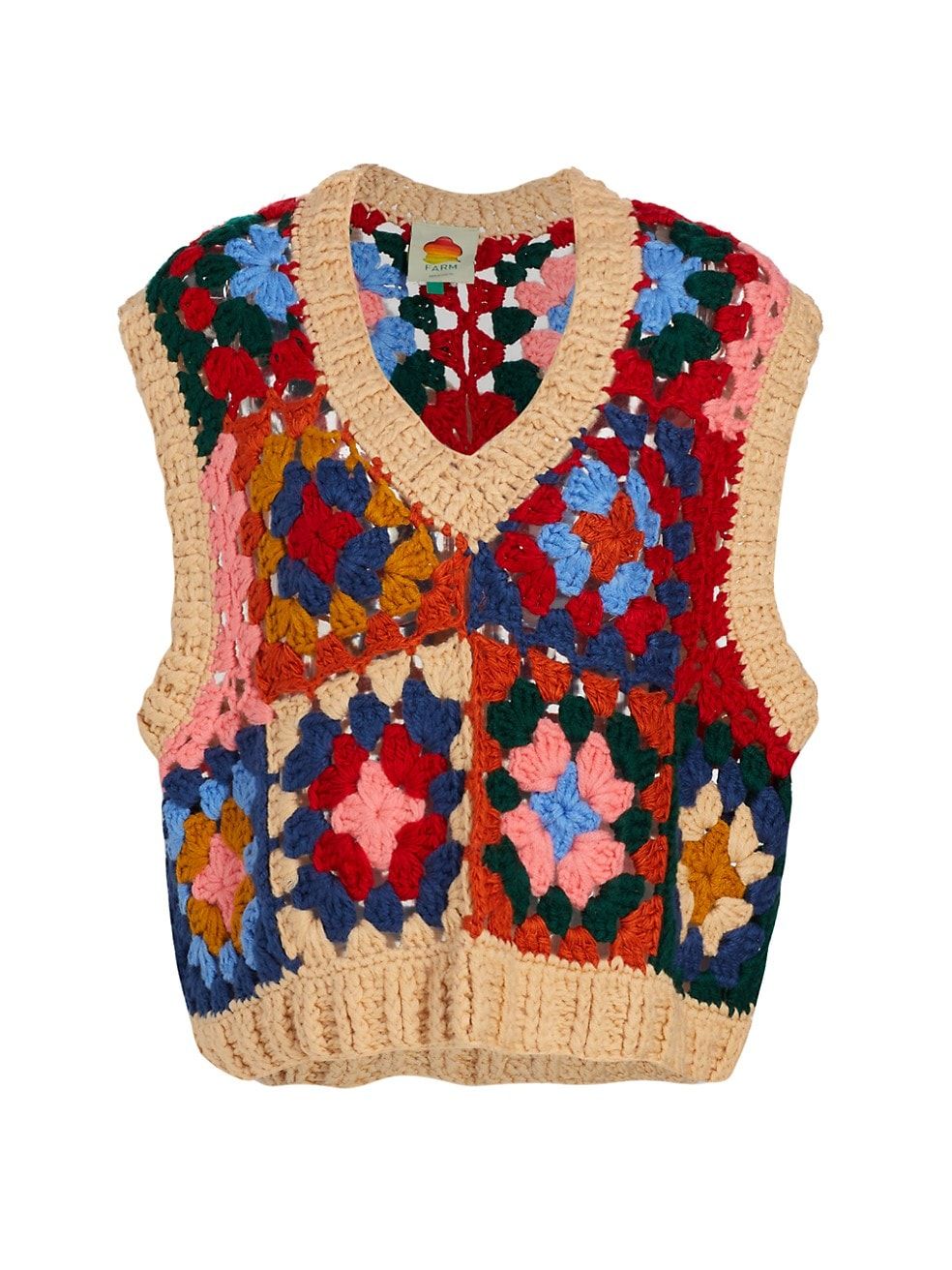 Farm Rio Patchwork Crochet Sweater | Saks Fifth Avenue