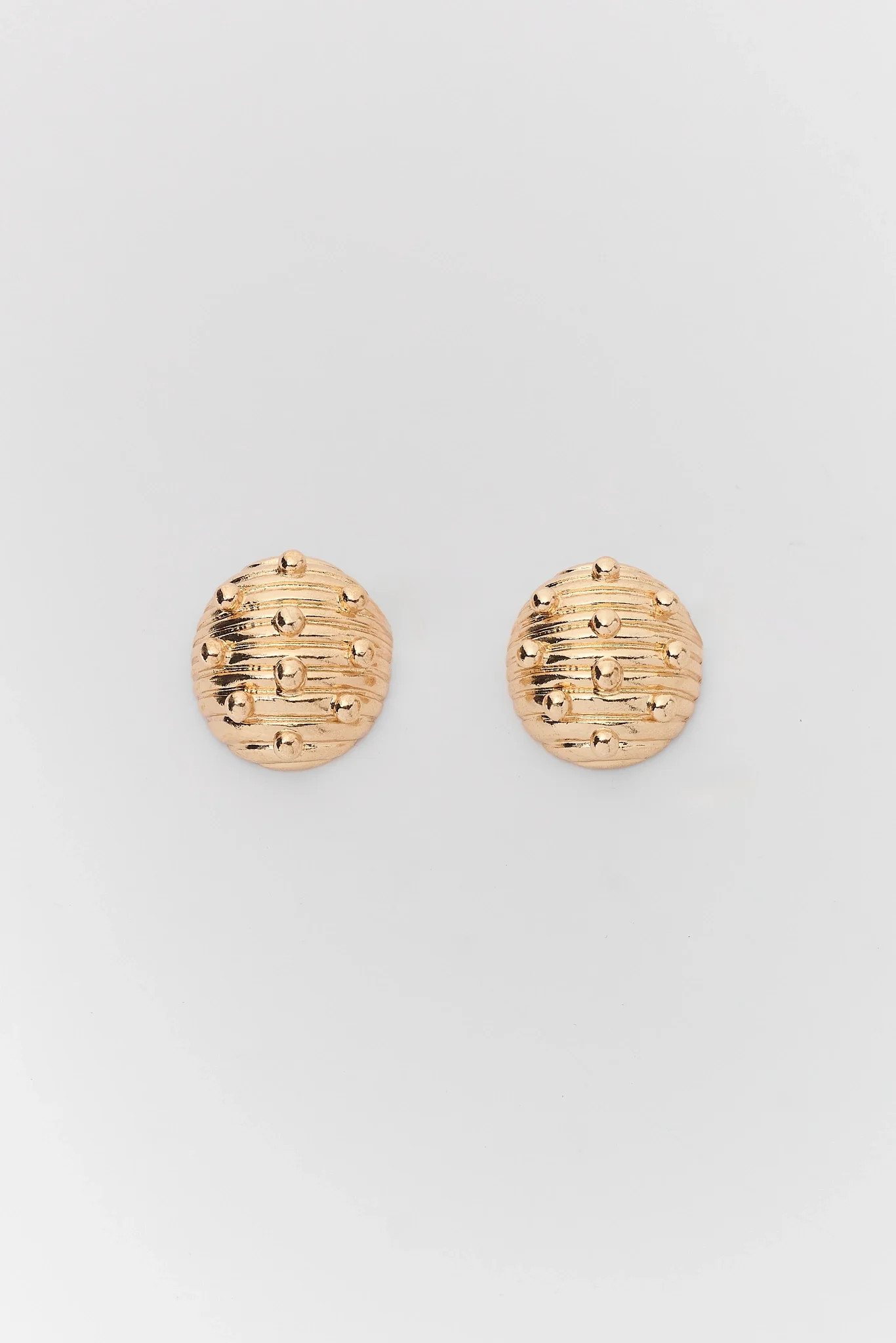 Gold Textured Oversized Stud Earrings | Avara