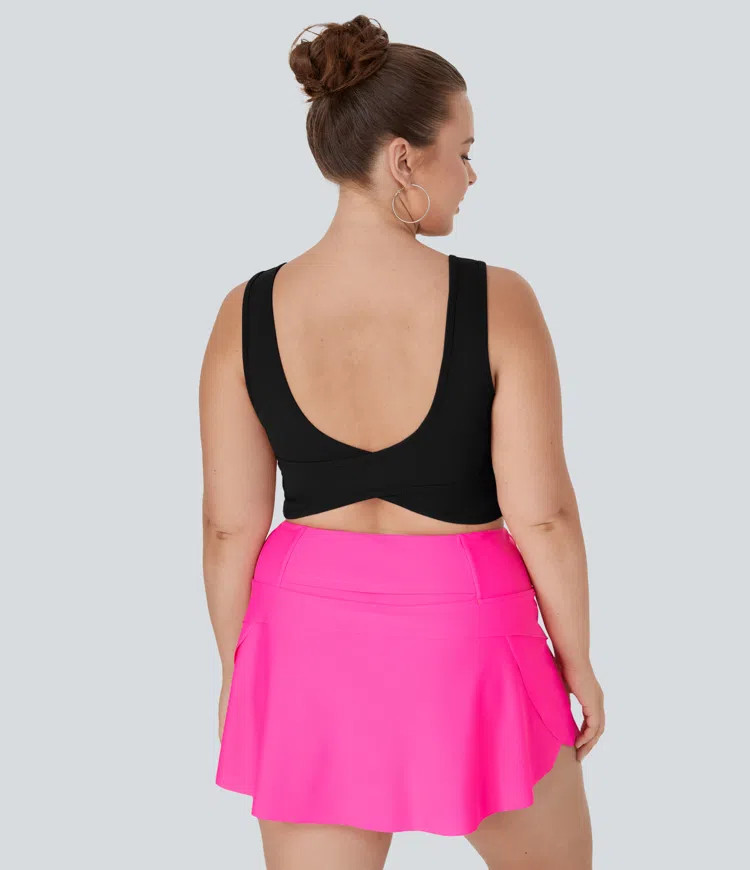 Women’s U Neck Crossover Plus Size Barre Ballet Dance Tank Top - Halara | HALARA