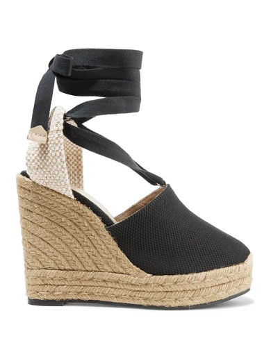 Castañer - Nerea Canvas Wedge Espadrilles - Black | NET-A-PORTER (US)