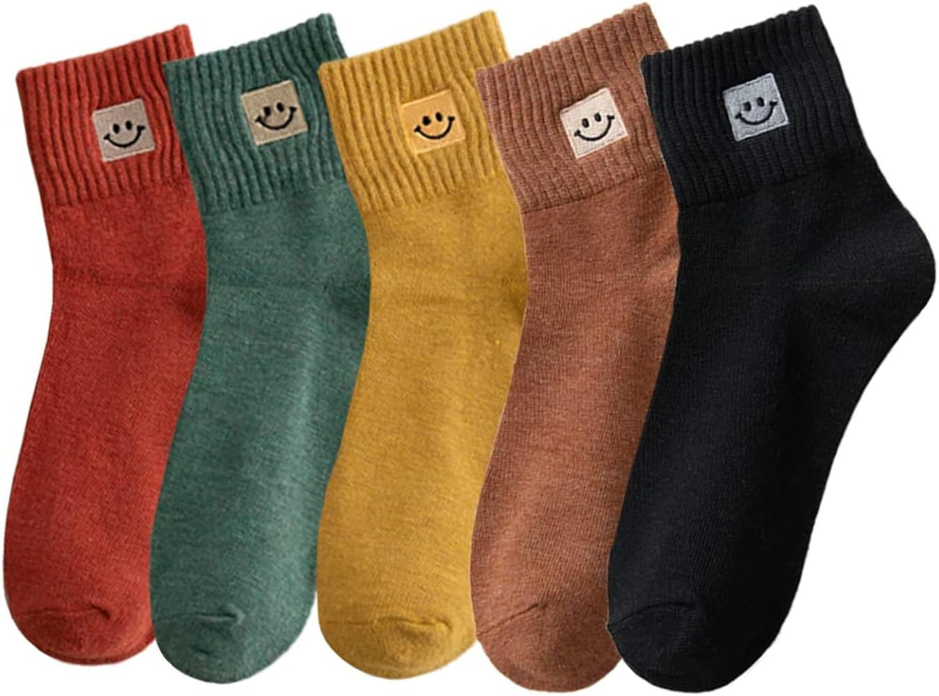 5 Pairs Cute Smiley Face Socks for Women Ankle Socks Happy Face Embroidery Aesthetic Socks Novelt... | Amazon (US)