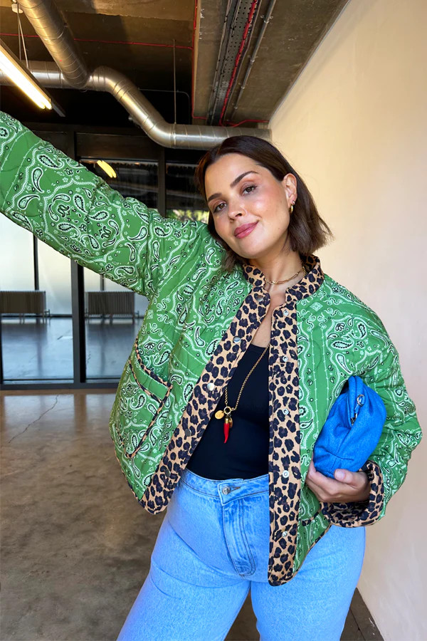 Khaki Bandana Coat With Leopard Trim | Never Fully Dressed US