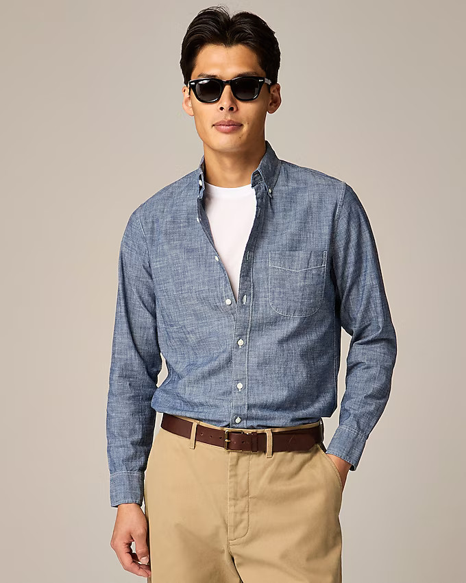 Organic cotton chambray shirt in one-year wash | J. Crew US
