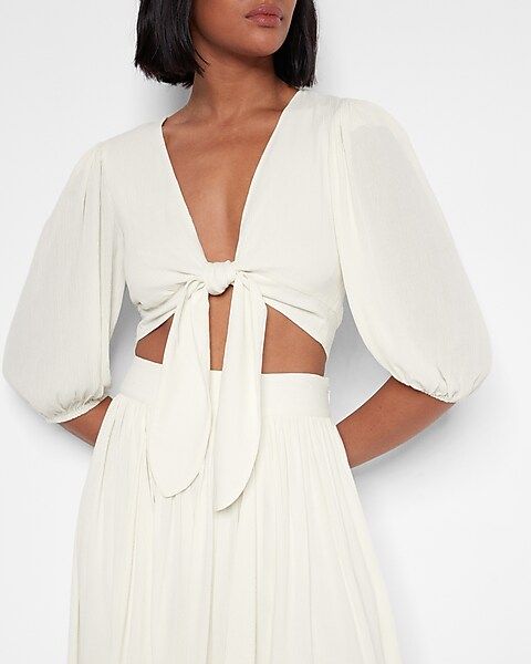 Tie Front Puff Sleeve Top | Express