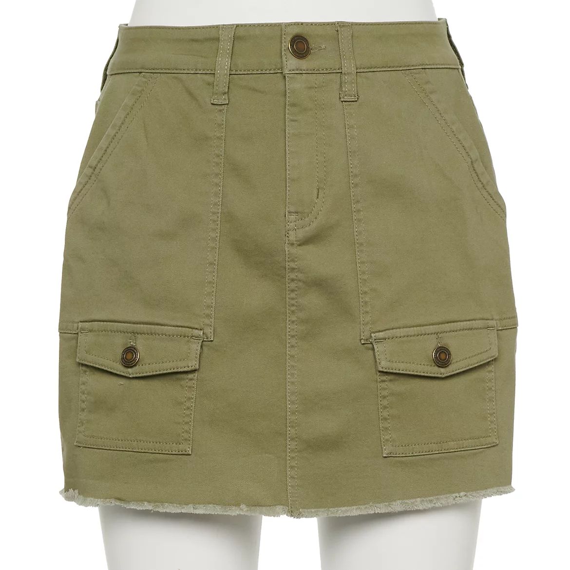 Juniors' SO® Frayed Hem Utility Skirt | Kohl's