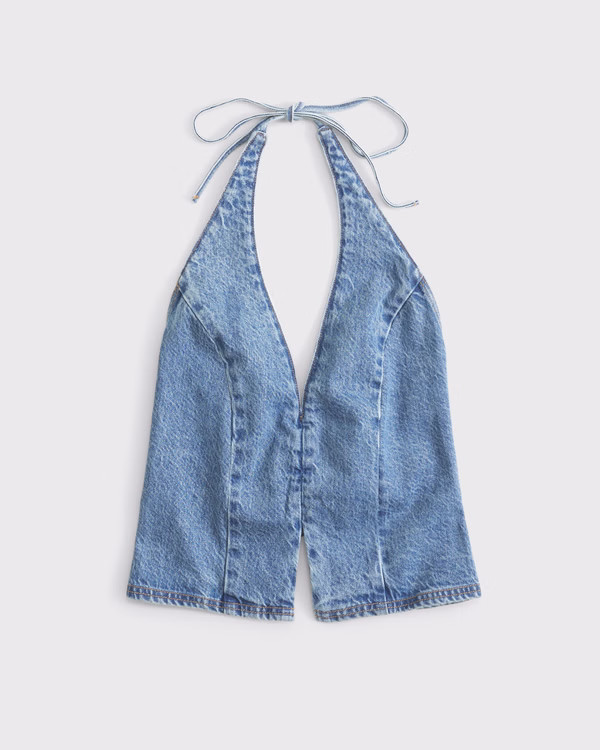 Denim Halter Vest | Abercrombie & Fitch (US)