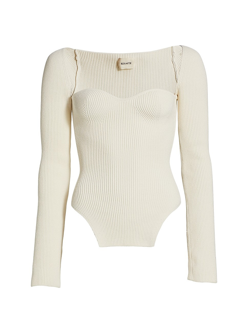 Women's Maddy Bustier Rib-Knit Sweater - Cream - Size XS | Saks Fifth Avenue