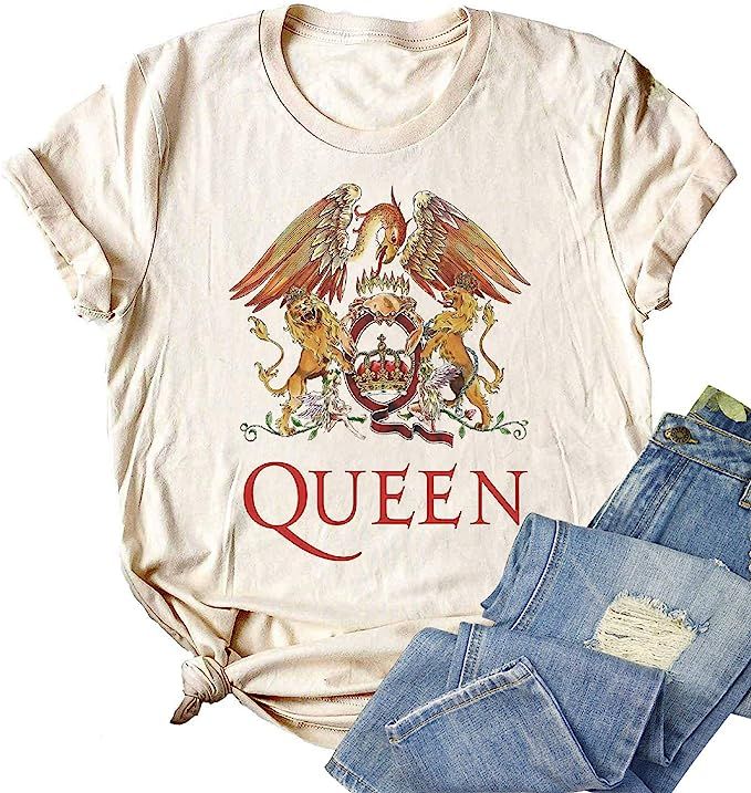 Women Vintage Rock Band T Shirt Fashion Rock Music Graphic Tees Shirt Summer Short Sleeve Casual ... | Amazon (US)