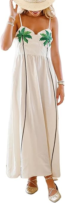 Women Summer Vocation Boho Floral Long Dress Sleeveless Flowy Tiered A Line Maxi Sundress Going O... | Amazon (US)