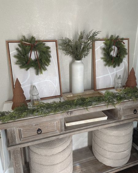 Christmas Decor, Christmas, Holiday Decor, Target Home Decor, Target Christmas Decor for a grey console table in your home with small wreaths and neutral Christmas trees for $10!!

#LTKHoliday #LTKfindsunder50 #LTKhome