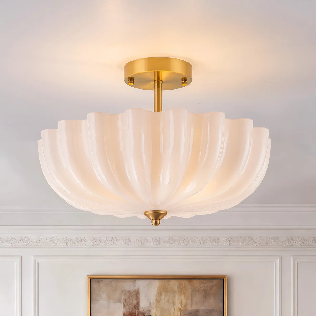3-Light 15.74In.W Opal Glass Flush Mount | Wayfair North America