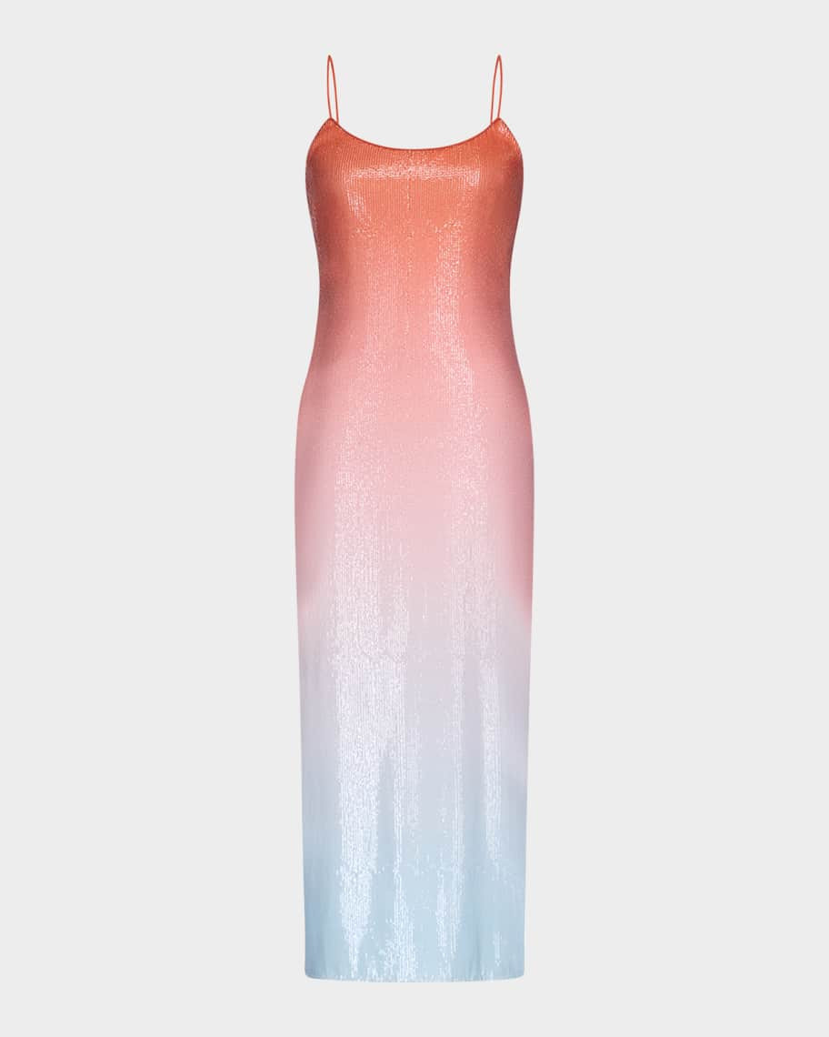Scoop-Neck Ombre Sequin Midi Dress | Neiman Marcus