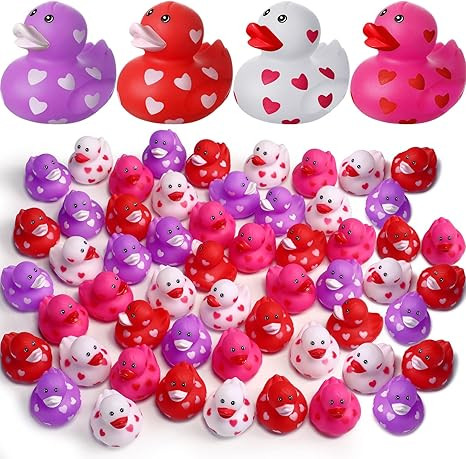 2 Inch Valentine Rubber Duckies 12 24 48 Packs Valentine's Day Heart Ducks Small Tiny Rubber Duck... | Amazon (US)