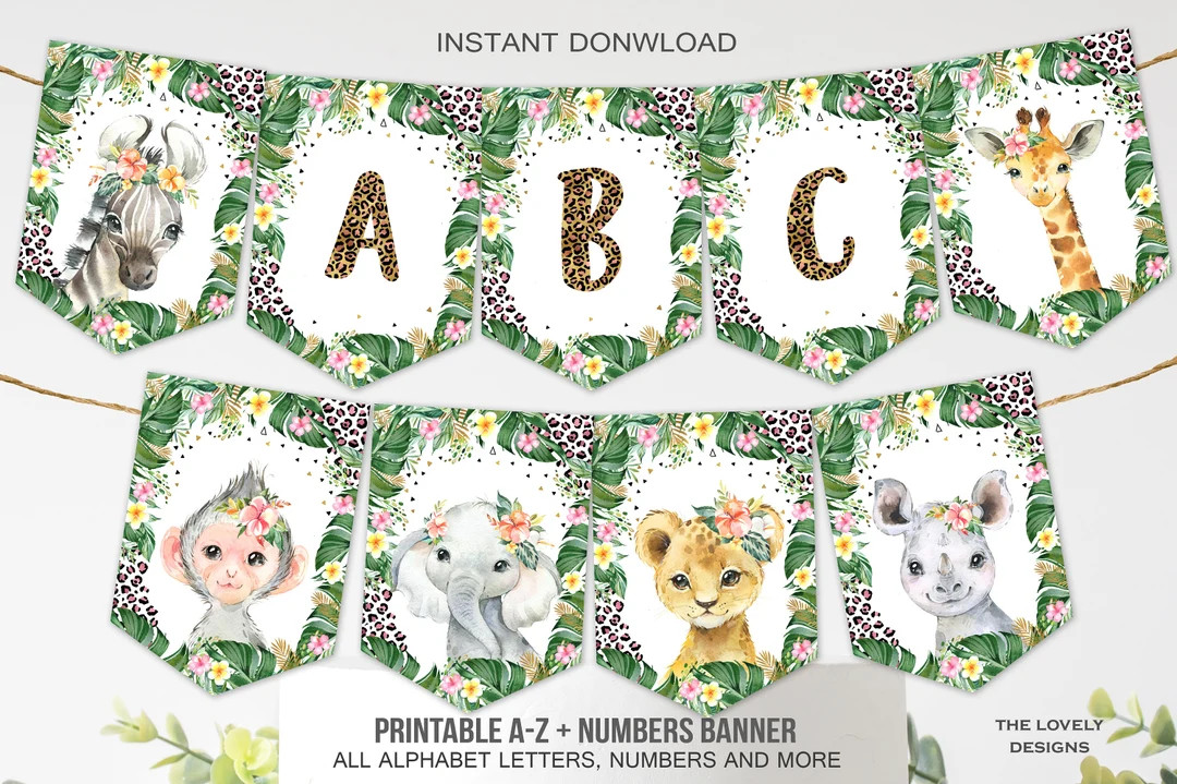 Leopard Print Banner A-Z Alphabet Numbers Leopard Print Birthday Bunting Banner Wild Safari Anima... | Etsy (US)