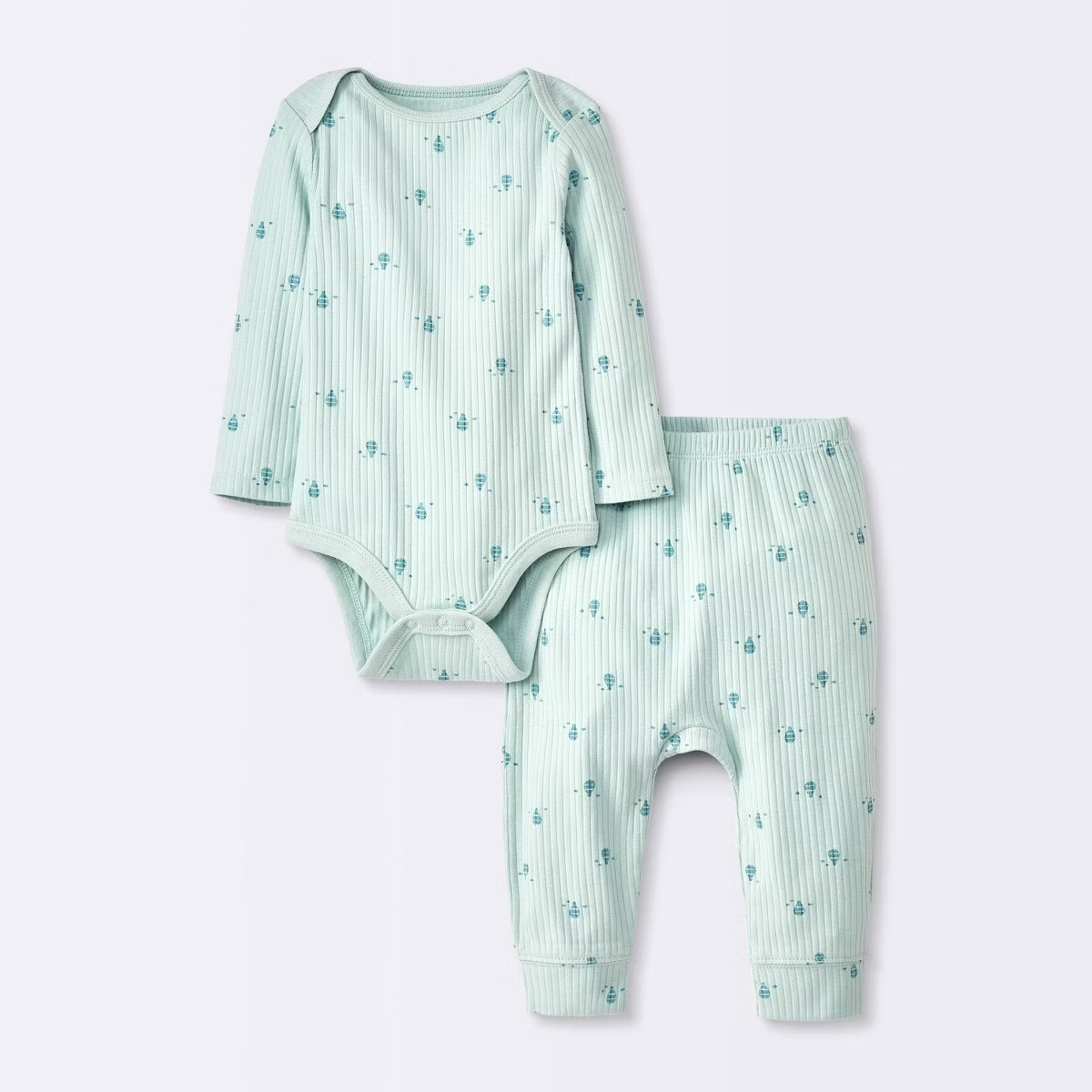 Baby 2pc Balloons Wide Ribbed Top & Bottom Set - Cloud Island™ Blue | Target