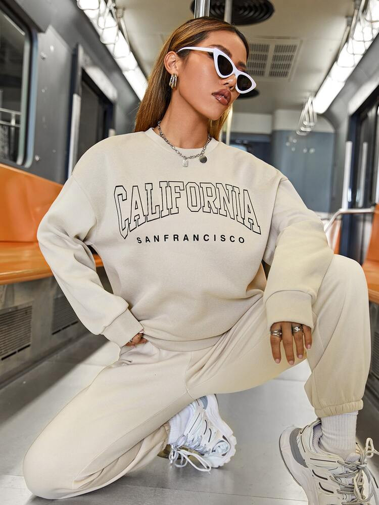 Letter Graphic Drop Shoulder Sweatshirt Without Dress | SHEIN